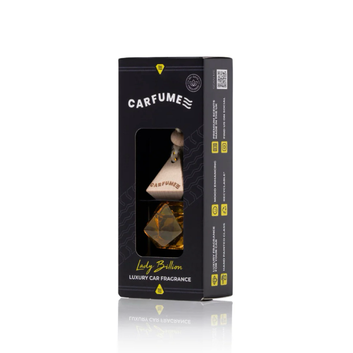 Carfume Lady Billion Car Air Freshener Original | Premium Floral Jasmine & Patchouli Fragrance | Luxury Yellow Recyclable Scented Diffuser For Women - Odour Eliminator - Car Accessories - Image 2