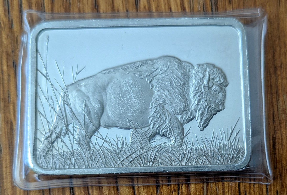 BISON, 1oz .999 Silver Bar, 1976 HAMILTON MINT AMERICAN WILDLIFE