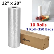 10 Rolls of 350 12 x 20 Plastic Produce Bags On a Roll Kitchen Fruits Vegetables