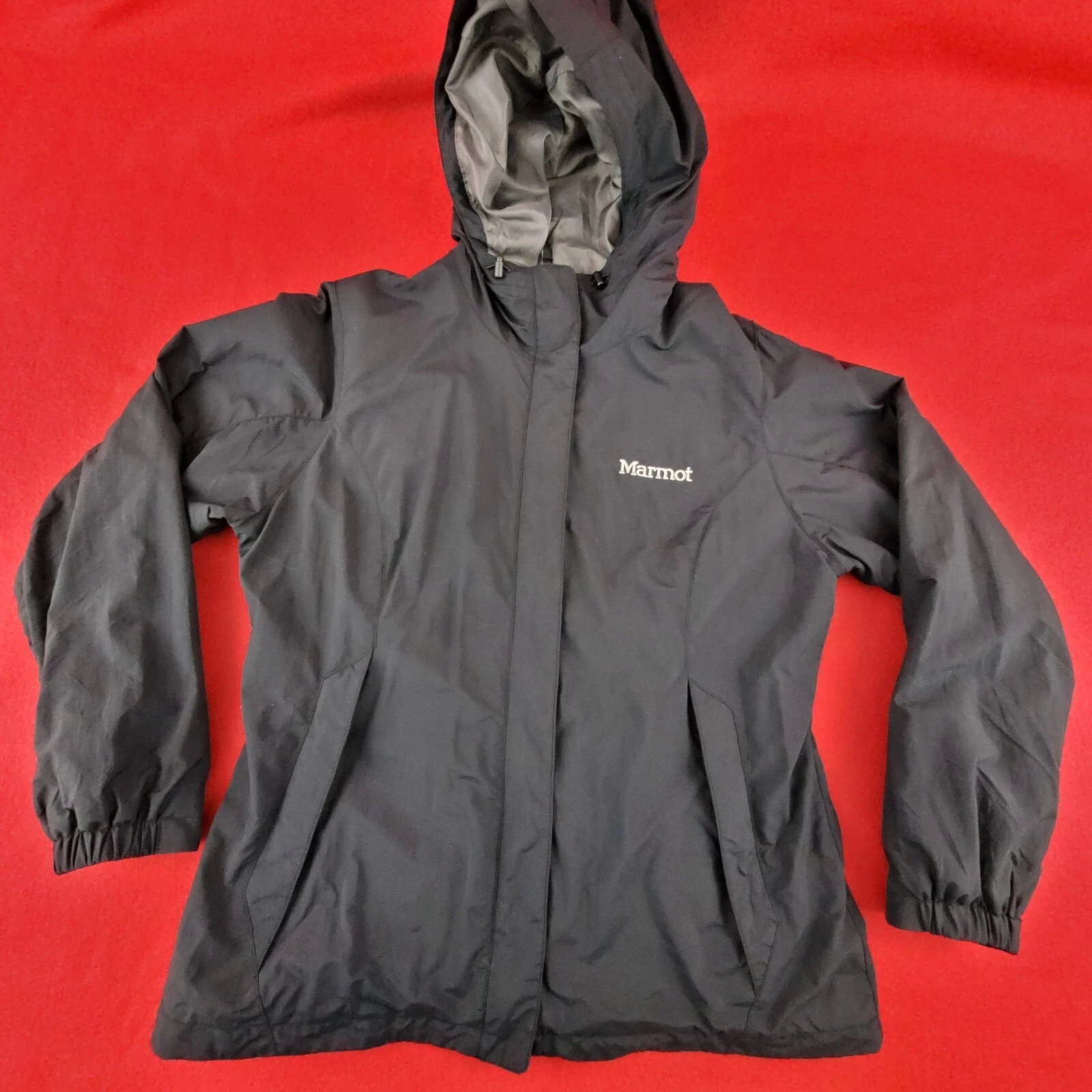 Marmot Jacket Womens Large Storm Shield Black Nylon Rain