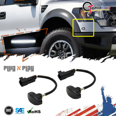 GTINTHEBOX Smoked White LED Side Marker Light For Ford Raptor F150 SVT 2010-2014