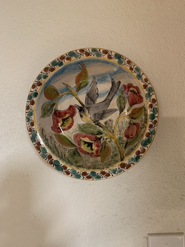 Mayolica Santa Rosa Guanajuato Mexico Pottery Bird Bowl 10” Hanging Bowl - Picture 15 of 15