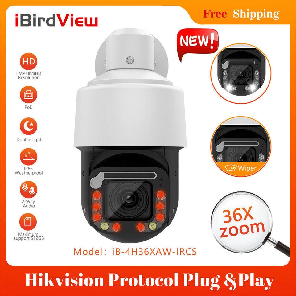 iBirdView 8MP 4K High Speed PTZ 36X Zoom Camera Hikvision protocol 2 Way Audio - Image 2 of 4