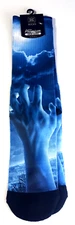 Bioworld Men's 10-13  Zombie Crew Socks Dead Hand From The Grave Blue Halloween