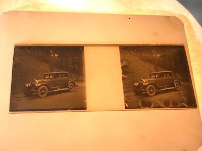 M1-84 ILFORD ALPHA LANTERN PLATE / SLIDE - COOL CAR ON SIDE OF ROAD -1920 s