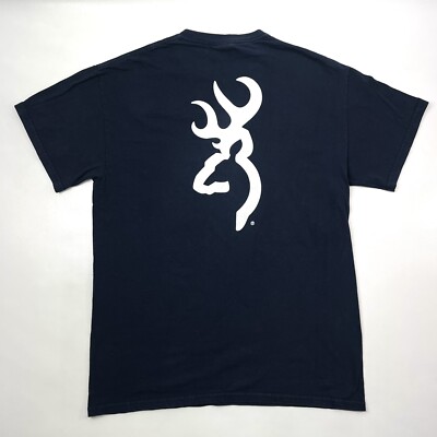 Browning Deer Logo Dark Blue Hunting Outdoor T-Shirt Men's Size
