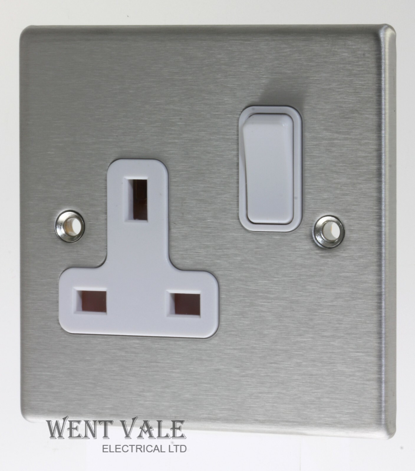 Hamilton Hartland - 74SS1WH/WH - 13a Single Switched Socket in Satin Steel