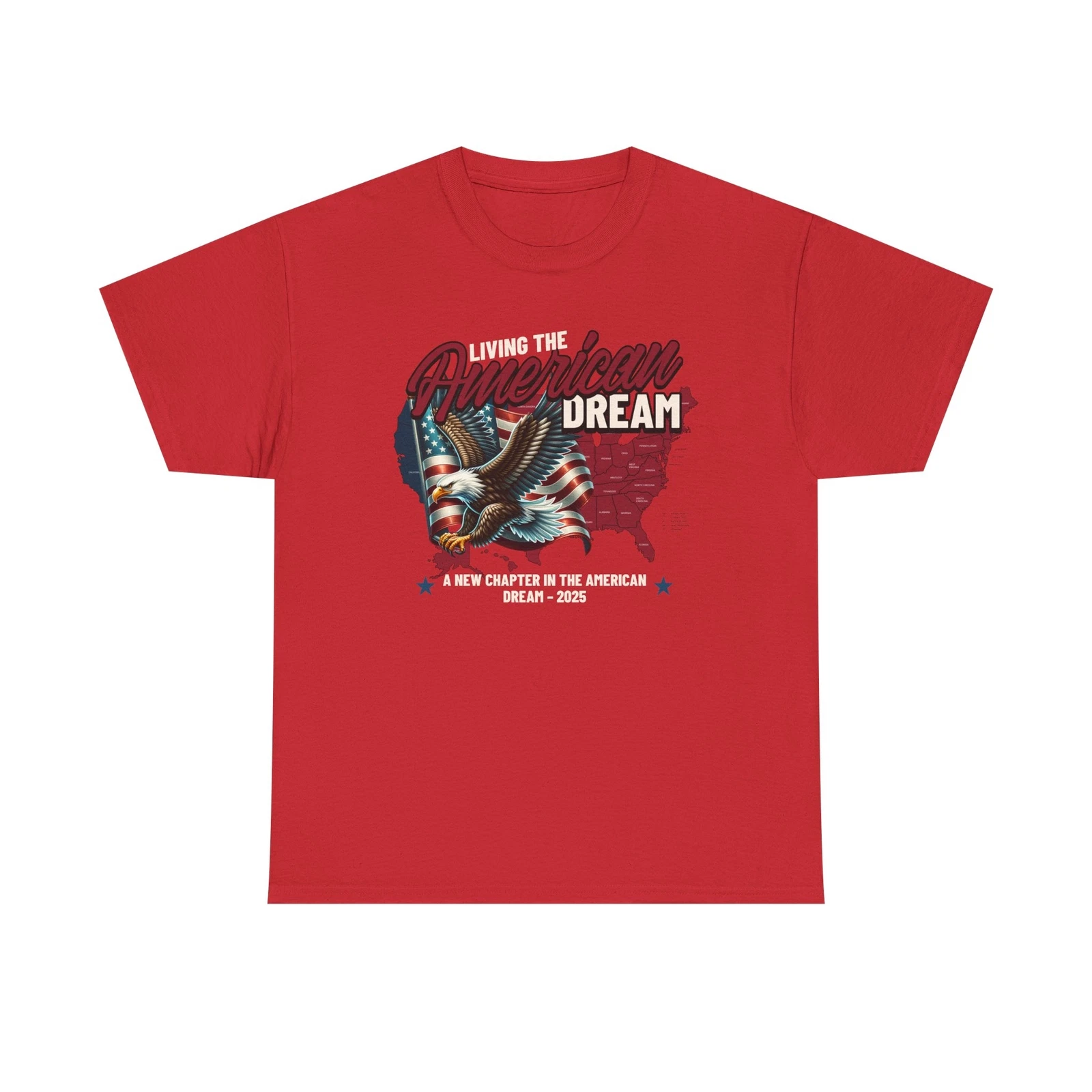 Patriotic USA Tee with US Map and Eagle Flag Graphic