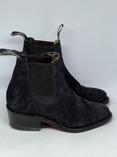 RM WILLIAMS YEARLING BLACK SUEDE LEATHER BOOTS AU 5 US 5 UK 2.5 22CMS AS NEW! - Afbeelding 1 van 14
