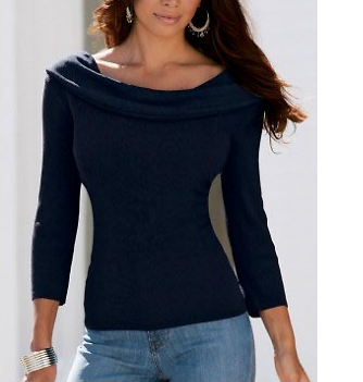 Unique $100 Boston Proper Cowl-neck Fringe-back Navy Blue Sweater, XS 2-4,  NEW
