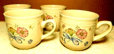 International Tableworks~Set of 4 Coffee Cups/Mugs England Stoneware Floral