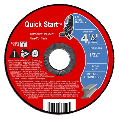 100 Pack 4-1/2'' x 1/32'' x 7/8'' Cut-off Wheels Discs Stainless Steel & Metal