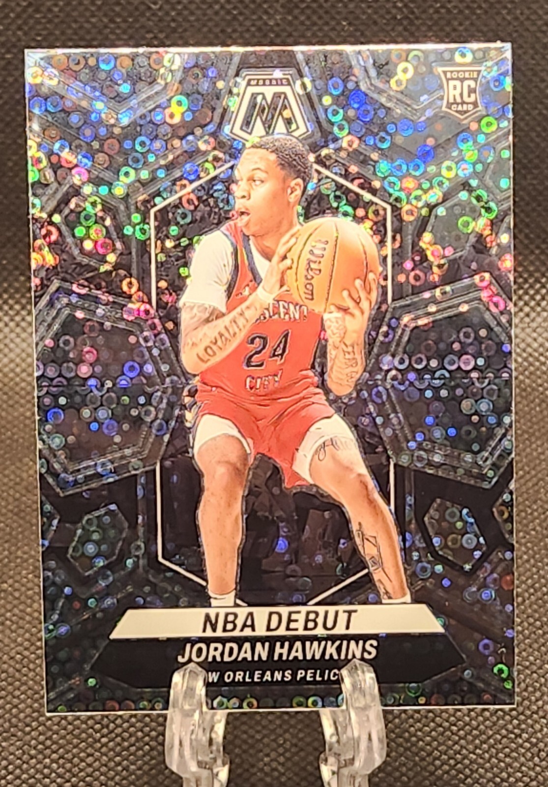 2023-24 Mosaic Jordan Hawkins Fast Break Silver Disco Prizm Rookie Card #253
