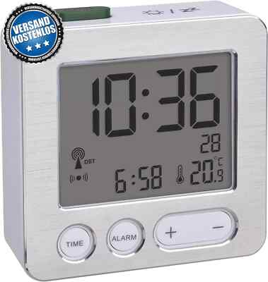 TFA Dostmann 60.2545.54 Digital radio alarm clock, plastic, white/silver, L 66 X