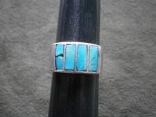 Chunky Turquoise Vintage Navajo Sterling Silver Ring Size: 8 8.6g FLAW