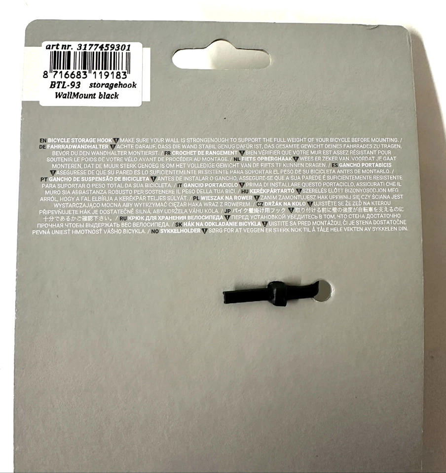 Lote de 2 BBB CYCLING Horizontal Bicicleta Almacenamiento Montaje en Pared Colgador BTL-93 Nuevo Foto 4 de 4