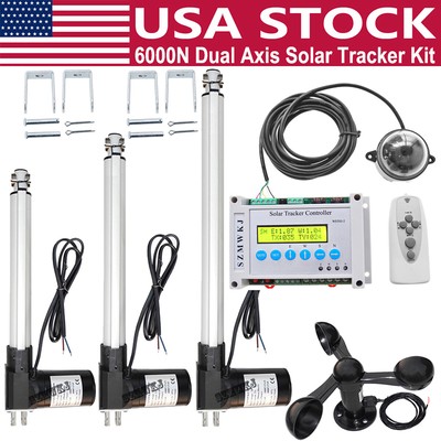 Auto Tracking Solar Tracker Controller W/ 6000N Linear Actuators W/ Wind Sensor
