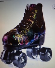 Zzainio Roller skates Black Colorful Lightning Double Row Women 7 Men 6 Bag New