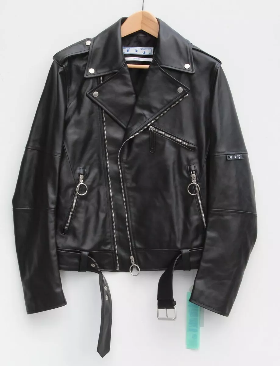 Leather jacket Off-White Black size S International in Leather