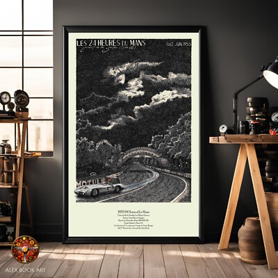 1955 24 Hours Le Mans Vintage Poster - Fangio Racing Art Print - Race Fan Gift