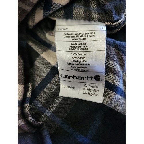 Carhartt Uomo Original Fit Manica Lunga Plaid Lavoro Flanella-XL - Foto 9 di 9