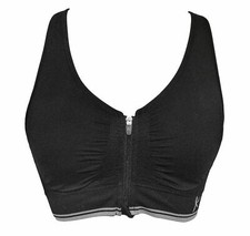 NEW DANSKIN JR GIRLS 360 FRONT ZIP SEAMLESS SHAPING RACERBACK SPORT BRA BLACK L