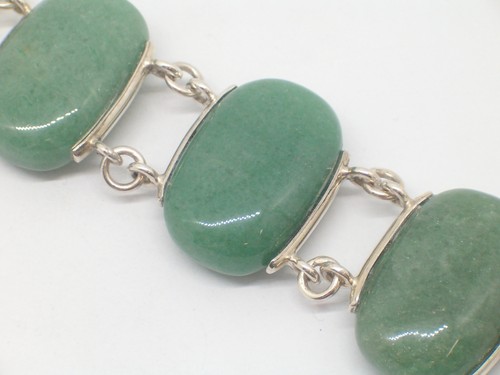 Bracciale in Argento 925 con AVVENTURINA naturale - Braccialetto PIETRE DURE - - Picture 5 of 8
