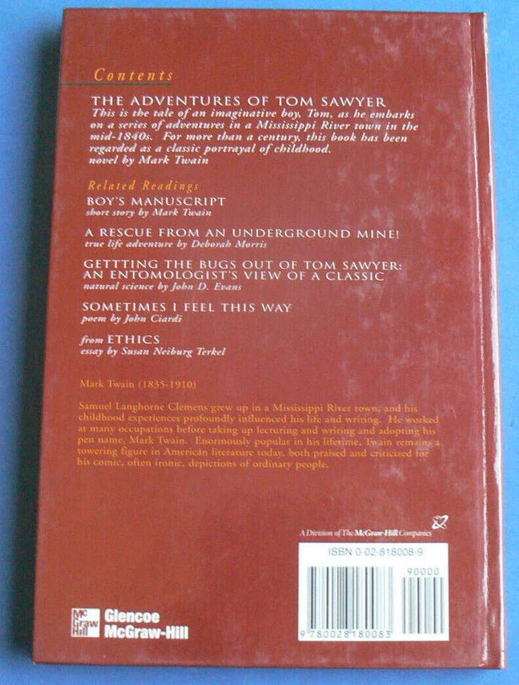 Mark Twain : Adventures of Tom Sawyer w/ Related Readings,Glencoe BRAND NEW! HC - Image 2 of 4