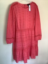 J Crew 18 Tall Eyelet Embroidered Long Sleeve Romantic Dress New