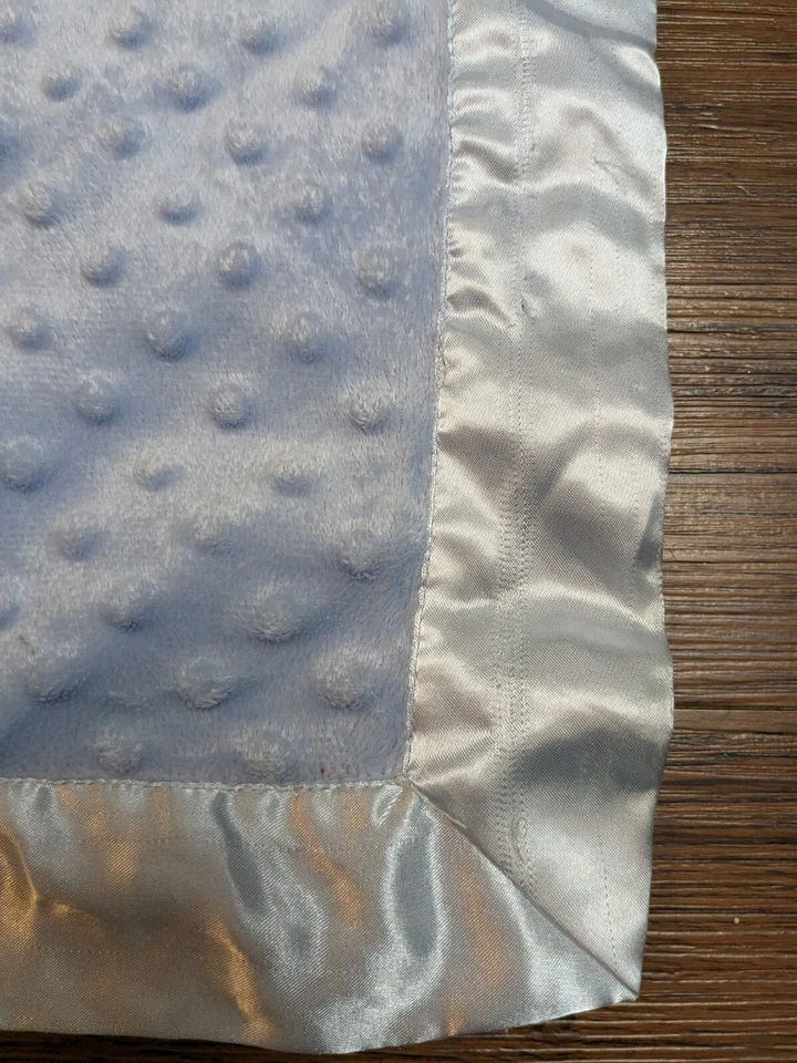 Manta Baby Starters Azul Elevada Minky Dot Reversible Satén Seguridad Lovey Suave Foto 2 de 4