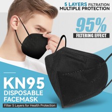  10/20/30/50/100 Pcs BLACK 5-Ply Disposable KN95 Face Mask BFE 95 Mouth Cover