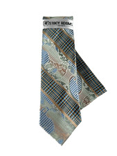 Stacy Adams Men Tie Hanky Set Cobalt Blue Champagne Orange Sage Beige 3.25" Wide