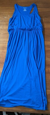 Mix & Co Womens Plus Maxi Dress Racerback Blouson Blue 2x