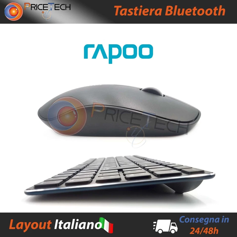 Rapoo 9300M Multi-mode Ultra-slim Wireless Keyboard and Mouse Combo - ITALIANA - Immagine 2 di 4