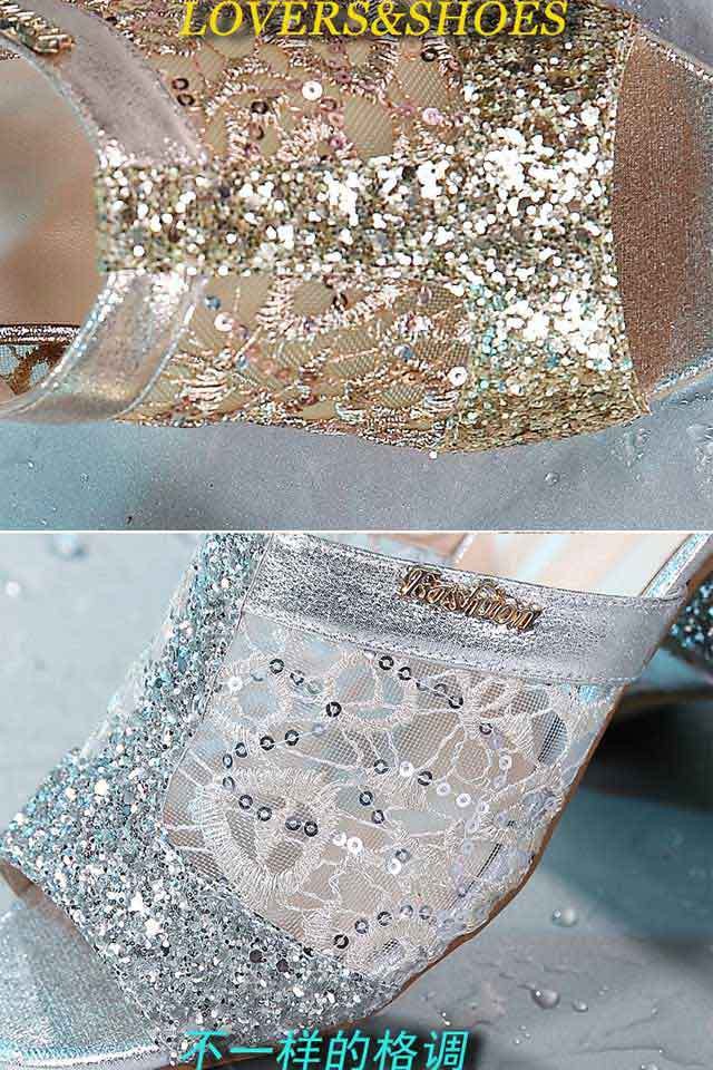PANTOFOLA D’ORO Ciabatte donna paillettes slip on scarpe punta aperta tacco a blocco sandali decolte
