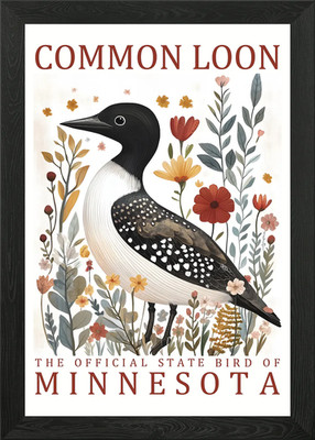 Common Loon Minnesota State Bird Ar gerahmtes Wandbild Poster Leinwanddruck Bild