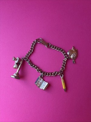 Vintage Bettelarmband Schule Motiv Herz Bleistift Buch Handy Kinder Bettelarmband