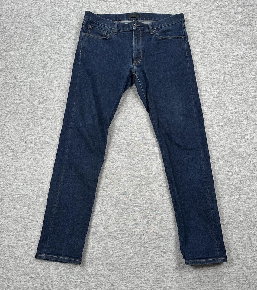 Jeans Uniqlo Para Hombre 34x32 Azul Ribete Kaihara Japonés Denim Ajustado Recto Foto 2 de 4