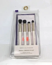 Glamsquad GSQ 4-Piece Eye Makeup Brush Set Carry Storage Pouch Smoke + Smudge