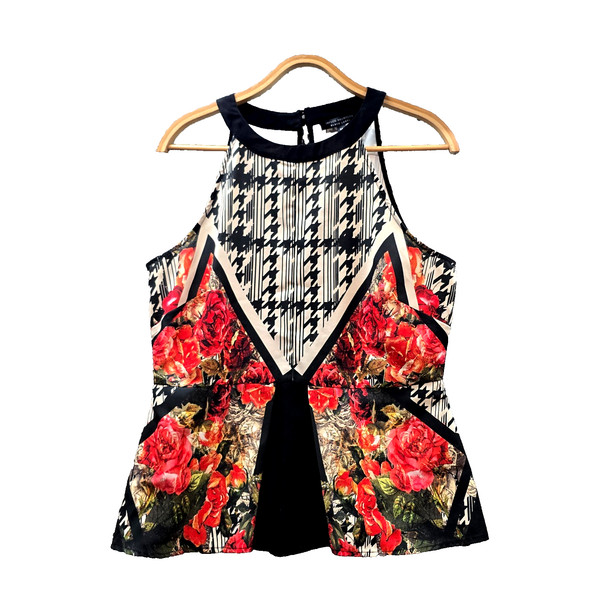 Jayson Brunsdon Top Womens Blouse Size 14 Multicoloured Sleeveless Halter Neck