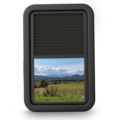 RV Entry Door Window with Low-Profile Shade 12 W x 21 H - Black