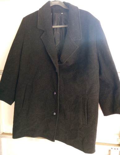 Pura Lana 100% Pure Wool Button Up Overcoat Black M/L