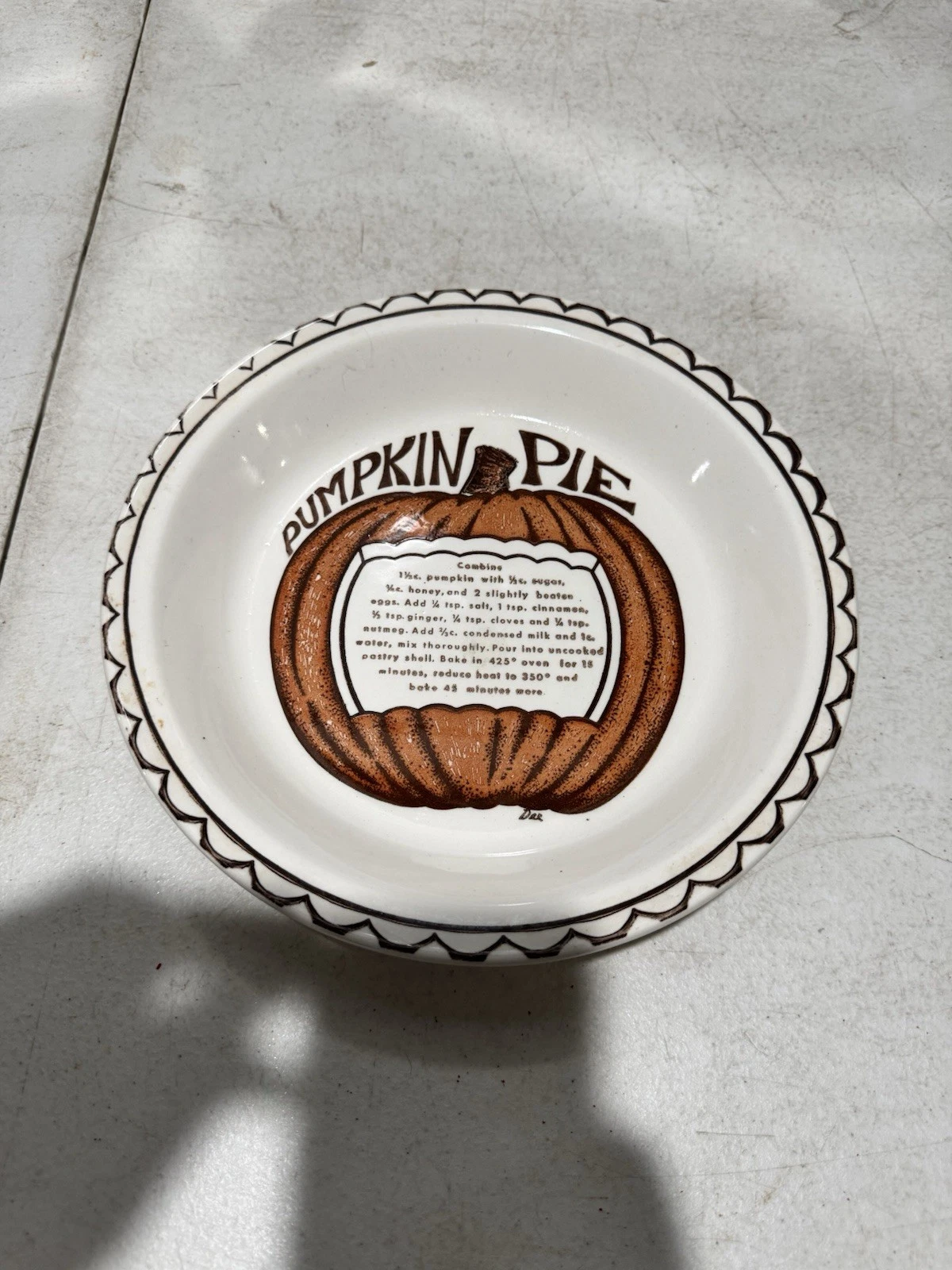 Vintage Pumpkin Pie Plate with Recipe Dish 10.5 inch 80s
Opens in a new window or tab
