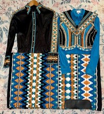 Camisas y chaleco Western Horse Show negro óxido y turquesa talla S con juego de almohadillas para silla de montar