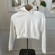 Alphalete Cropped White Hoodie Sweatshirt Logo s