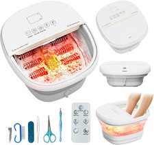 Pedicure Foot Spa with Bubble and Heat,Collapsible Foot Soaking Tub with Remote