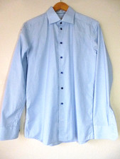 Eton Shirt Men Large 16 41 Slim Fit Brighton Dress Check Blue Long Sleeve Cotton