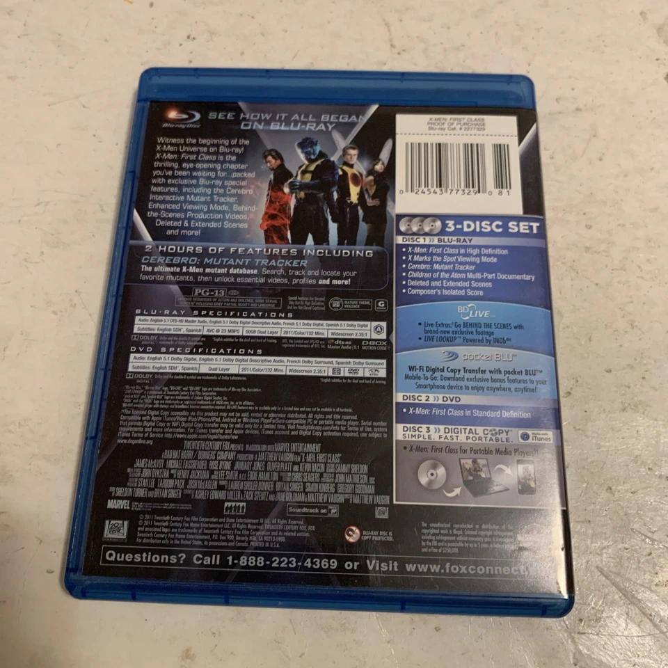 X-Men: First Class (Blu-ray/DVD/Digital, 3-Disc Set) DVD23 Foto 2 de 4