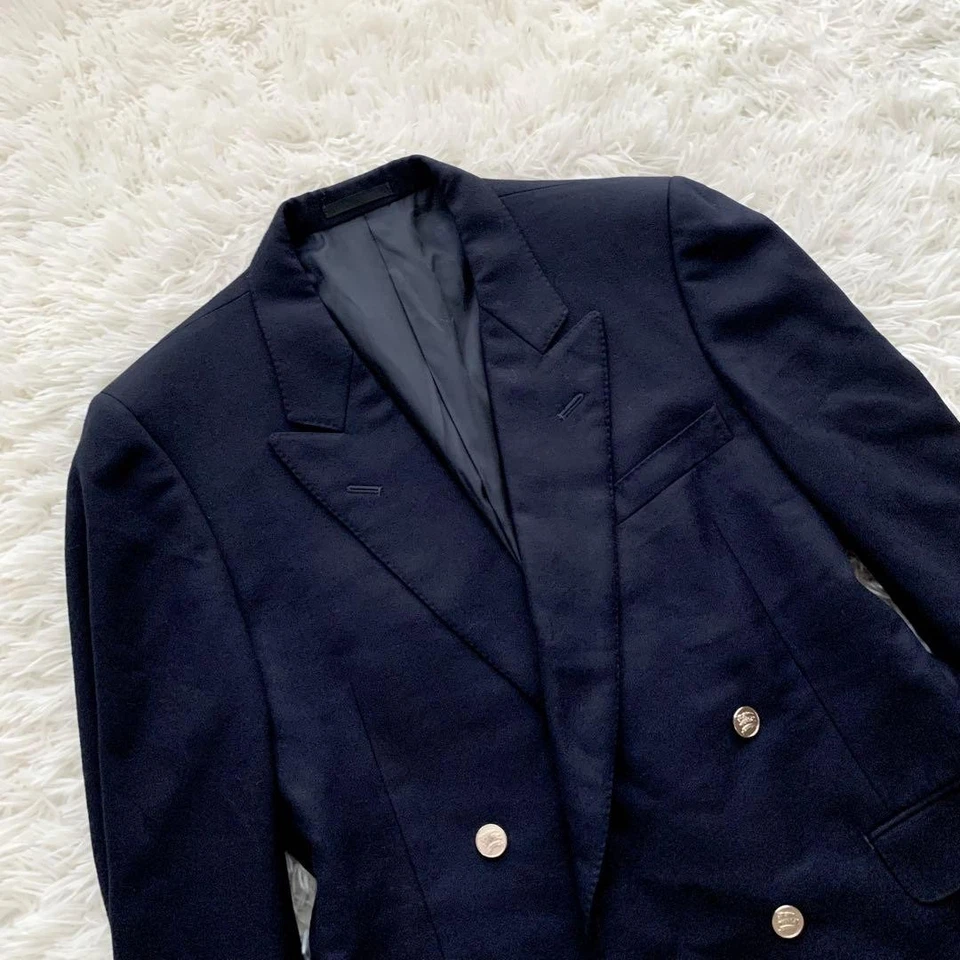 Traje BURBERRY LONDON Tasmania Lana Doble Pecho 2 Piezas Azul Marino Dorado Botones Foto 3 de 4