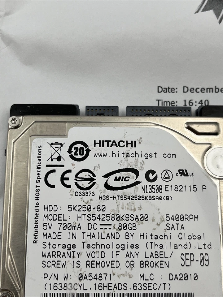 *Hitachi HTS542580K9SA00 80GB SATA 2.5" HDD Hard Drive - Sony PS3, Laptop - Image 3 of 4